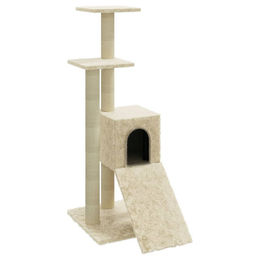 Syfax Kratzbaum für Katzen mit Sisal-Kratzsäulen und Plüsch in Creme 92 cm – Bild 1 von 1