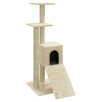 Produktbild von Syfax Kratzbaum für Katzen mit Sisal-Kratzsäulen und Plüsch in Creme 92 cm