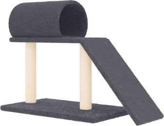 Syfax Kratzbaum für Katzen mit Tunnel und Rampe in Dunkelgrau 55,5 cm – Bild 1 von 3