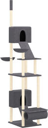 Syfax Kratzbaum mit Deckenspanner Grau aus Holzwerkstoff Plüsch und Sisal 277-303 cm – Bild 1 von 1