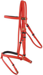 T de T Biotack Trensenzaum für Vollblut in Rot aus Kunstleder – Bild 1 von 2