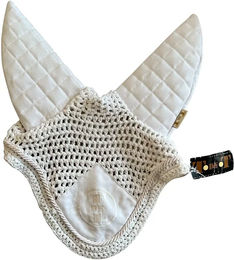 Produktbild von T de T Gesteppte Lärmschutzhaube aus Baumwolle für Pferde in Weiß oder Beige