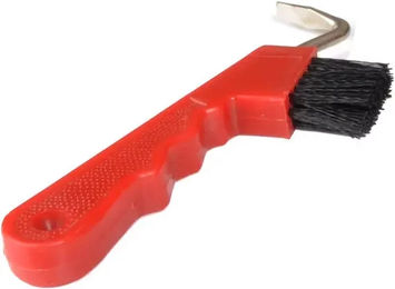 T de T Hufauskratzer mit Bürste aus Metall und Kunststoff in Rot – Bild 1 von 1