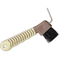 Produktbild von T de T Hufkratzer mit Bürste und Hufpick aus Metall und Kunststoff braun beige 17,5x8cm