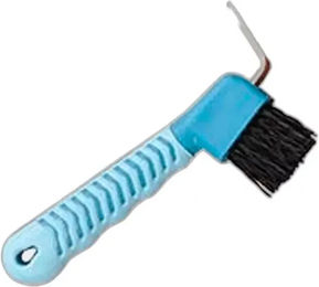 T de T Hufkratzer mit Bürste und Hufpick aus Metall und Kunststoff in Türkis und Blau – Bild 1 von 1