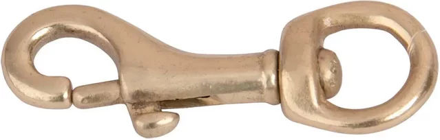 T de T Karabinerhaken für Pferde mit Pumpe und Rundauge 19 mm Gelb Metall – Bild 1 von 2