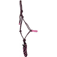 Produktbild von T de T Reithalfter und Zügel im Ethnostil für Ponys in Schwarz und Rosa Melange