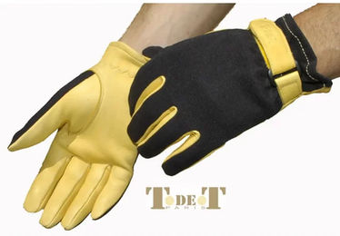 Produktbild von T de T Reithandschuhe für Kinder aus Leder und Mesh in Gold und Gelb Größe XS