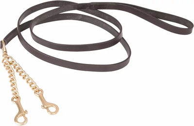 Produktbild von T de T Schauleine mit doppelter Kette aus Leder in Braun für erwachsene Hunde