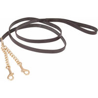 Produktbild von T de T Schauleine mit doppelter Kette aus Leder in Braun für erwachsene Hunde
