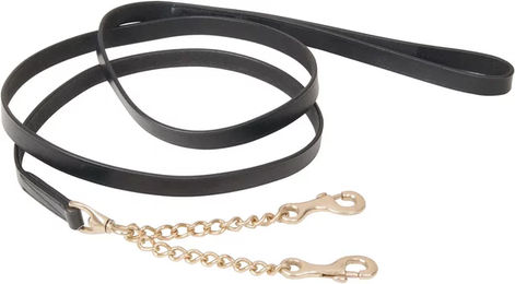 Produktbild von T de T Schauleine mit doppelter Kette aus Leder in Schwarz für erwachsene Hunde