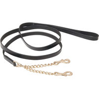 Produktbild von T de T Schauleine mit doppelter Kette aus Leder in Schwarz für erwachsene Hunde