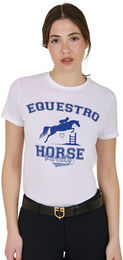 Produktbild von T-Shirt aus Baumwolle mit Pferdemotiv für Damen Equestro