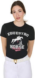 Produktbild von T-Shirt aus Baumwolle mit Pferdemotiv für Damen Equestro