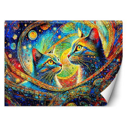 Tapete abstrakt, Katzen 100x70 Violett – Bild 1 von 9