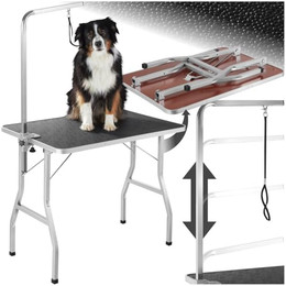 Produktbild von tectake Haustier Trimmtisch mit Galgen schwarz/grau