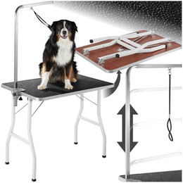 Produktbild von tectake Haustier Trimmtisch mit Galgen schwarz/weiß