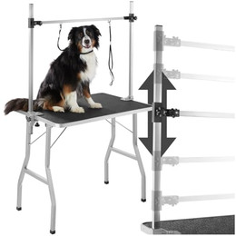 Produktbild von tectake Haustier Trimmtisch mit zwei Schlingen schwarz/silber