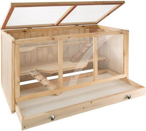 Produktbild von TecTake Nagerkäfig aus Holz mit Häuschen und mehreren Etagen