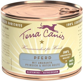 Produktbild von Terra Canis Classic 200g Dose Hundenassfutter 12 x 200 Gramm Pferd mit Amaranth, Pfirsich & roter Beete