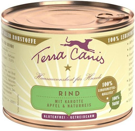 Produktbild von Terra Canis Classic 200g Dose Hundenassfutter 12 x 200 Gramm Rind mit Karotte, Apfel & Naturreis