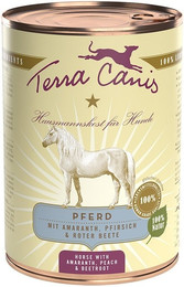 Produktbild von Terra Canis Classic 400g Dose Hundenassfutter 6 x 400 Gramm Pferd mit Amaranth, Pfirsich & roter Beete