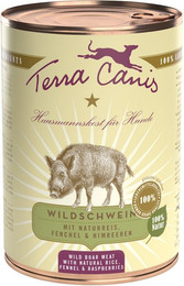 Produktbild von Terra Canis Classic 400g Dose Hundenassfutter 6 x 400 Gramm Wildschwein mit Naturreis, Fenchel & Himbeeren