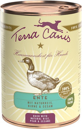 Produktbild von Terra Canis Classic 400g Dose Hundenassfutter Sparpaket 12 x 400 Gramm Ente mit Naturreis, roter Bete, Birne & Sesam