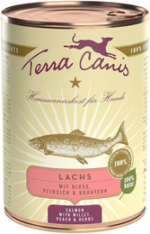 Produktbild von Terra Canis Classic 400g Dose Hundenassfutter Sparpaket 12 x 400 Gramm Lachs mit Hirse, Pfirsich & Kräuter