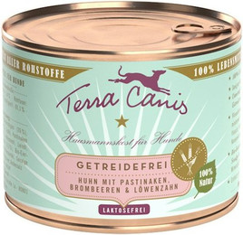 Produktbild von Terra Canis Getreidefrei 200g Dose Hundenassfutter 12 x 200 Gramm Huhn mit Pastinaken, Brombeeren & Löwenzahn