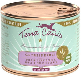 Produktbild von Terra Canis Getreidefrei 200g Dose Hundenassfutter 12 x 200 Gramm Wild mit Kartoffeln, Apfel & Preiselbeeren