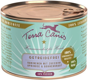 Produktbild von Terra Canis Getreidefrei 200g Dose Hundenassfutter Sparpaket 24 x 200 Gramm Kaninchen mit Zucchini, Aprikose & Borretsch
