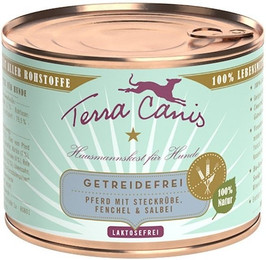 Produktbild von Terra Canis Getreidefrei 200g Dose Hundenassfutter Sparpaket 24 x 200 Gramm Pferd mit Steckrübe, Fenchel & Salbei