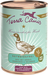 Produktbild von Terra Canis Getreidefrei 400g Dose Hundenassfutter 6 x 400 Gramm Ente mit Kürbis, Erdbeeren & Holunder