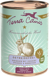 Produktbild von Terra Canis Getreidefrei 400g Dose Hundenassfutter Sparpaket 12 x 400 Gramm Kaninchen mit Zucchini, Aprikose & Borretsch