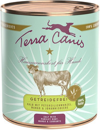 Produktbild von Terra Canis Getreidefrei 800g Dose Hundenassfutter 6 x 800 Gramm Kalb mit Petersilienwurzeln, Mango & Johannisbeere
