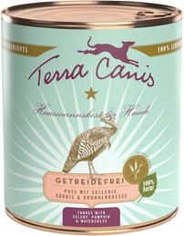 Produktbild von Terra Canis Getreidefrei 800g Dose Hundenassfutter 6 x 800 Gramm Pute mit Sellerie, Kürbis & Brunnenkresse