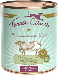Produktbild von Terra Canis Getreidefrei 800g Dose Hundenassfutter Sparpaket 12 x 800 Gramm Rind mit Zucchini, Kürbis & Oregano