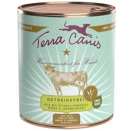 Produktbild von Terra Canis Getreidefrei Kalb mit Petersilienwurzel, Mango und Johannisbeere Nassfutter für Hunde - 6 x 400 g