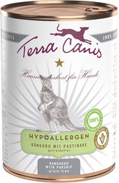Produktbild von Terra Canis Hypoallergen 400 Gramm Dose Hundenassfutter Sparpaket 12 x 400 Gramm Känguru & Pastinake