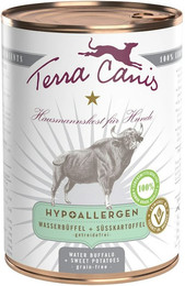 Produktbild von Terra Canis Hypoallergen 400 Gramm Dose Hundenassfutter Sparpaket 12 x 400 Gramm Wasserbüffel & Süßkartoffel