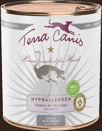Produktbild von Terra Canis Hypoallergen 800g Hundenassfutter Sparpaket 12 x 800 Gramm Strauss mit Pastinake