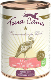 Produktbild von Terra Canis Light 400g Dose Hundenassfutter 6 x 400 Gramm Pute mit Sellerie, Ananas & Sanddornbeeren