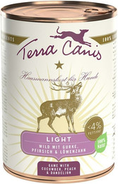 Produktbild von Terra Canis Light 400g Dose Hundenassfutter Sparpaket 12 x 400 Gramm Wild mit Gurke, Pfirsich & Löwenzahn