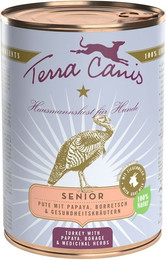 Produktbild von Terra Canis Senior 400g Dose Hundenassfutter Sparpaket 12 x 400 Gramm Pute, Papaya, Borretsch & Gesundheitskräuter