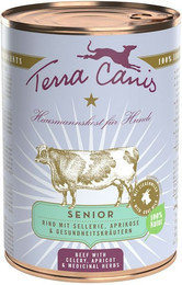 Produktbild von Terra Canis Senior 400g Dose Hundenassfutter Sparpaket 12 x 400 Gramm Rind & Kräuter