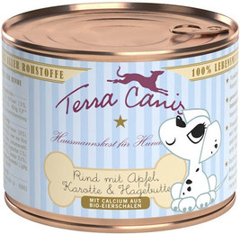 Produktbild von Terra Canis Welpenmenü 200g Dose Hundenassfutter 12 x 200 Gramm Rind mit Apfel, Karotte & Hagebutte