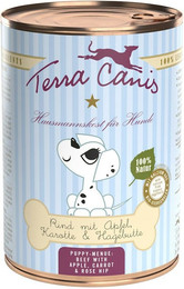 Produktbild von Terra Canis Welpenmenü 400g Dose Hundenassfutter Sparpaket 12 x 400 Gramm Rind mit Apfel, Karotte & Hagebutte