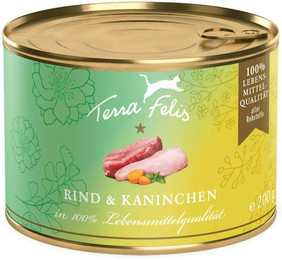 Produktbild von Terra Felis 200 Gramm Katzennassfutter 12 x 200 Gramm Rind & Kaninchen