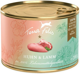 Produktbild von Terra Felis 200 Gramm Katzennassfutter Sparpaket 24 x 200 Gramm Huhn & Lamm